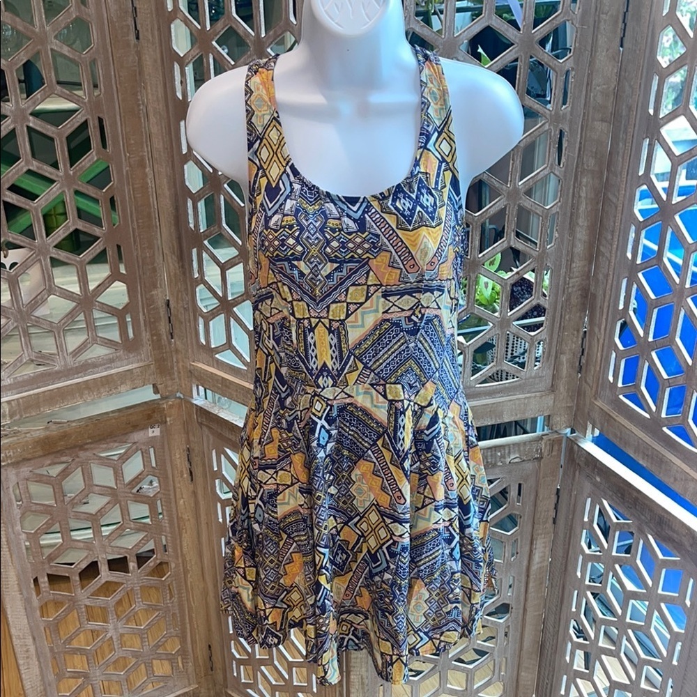 Geometric Patterned Halter Back Skater dress